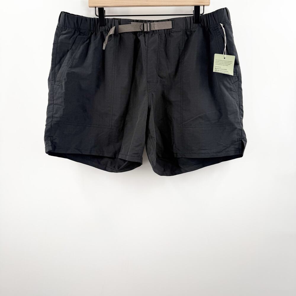 REI Co-op Hiking Shorts Mens Extra Large PullOn Trailmade Ripstop Black/Gray NWT